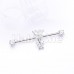 Cubic CZ Bling Butterfly Dangle Prong Set Industrial Barbell