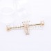 Golden Cubic CZ Bling Butterfly Dangle Prong Set Industrial Barbell