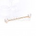 Golden Cubic CZ Bling Heart Prong Set Industrial Barbell