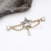 Golden Iridescent Celestial Star Chain Dangle Industrial Barbell