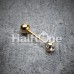 Gold Plated Aurora Gem Ball Steel Barbell Tongue Ring