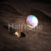 Golden Synthetic Moonstone Illumilating Barbell Tongue Ring