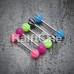Candy Stripe Acrylic Top Barbell Tongue Ring