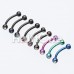 Colorline PVD Double Gem Ball Curved Barbell Eyebrow Ring