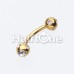 Gold Plated Five Gem Ball Curved Barbell Eyebrow Ring