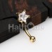 Golden Star Gem Prong Curved Barbell Eyebrow Ring