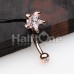 Rose Gold Star Gem Prong Curved Barbell Eyebrow Ring