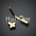 Golden Cross Curved Barbell Eyebrow Ring