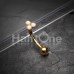 Golden Triple Opal Cluster Curved Barbell Eyebrow Ring