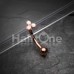 Rose Gold Triple Opal Cluster Curved Barbell Eyebrow Ring