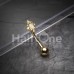 Golden Diamond Ornate Curved Barbell Eyebrow Ring