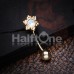 Golden Revo Illumilating Snowflake Curved Barbell Eyebrow Ring