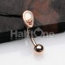 Rose Gold Opal Tear Drop Curved Barbell Eyebrow Ring