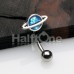Saturn Planet Curved Barbell Eyebrow Ring