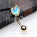 Golden Heart Illuminating Moonstone Curved Barbell Eyebrow Ring