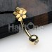 Golden Grand Plumeria Curved Barbell Eyebrow Ring