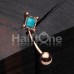 Rose Gold Turquoise Bohemian Curved Barbell Eyebrow Ring