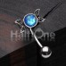 Opal Double Moon Curved Barbell Eyebrow Ring