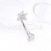 CZ Flower Gem Prong Curved Barbell Eyebrow Ring