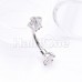 CZ Royalty Gem Prong Curved Barbell Eyebrow Ring