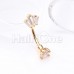 Golden CZ Royalty Gem Prong Curved Barbell Eyebrow Ring