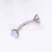 Cubic CZ Gem Internally Threaded Prong Curved Barbell Eyebrow Ring