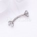 Cubic CZ Gem Internally Threaded Prong Curved Barbell Eyebrow Ring