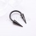 Black Steel Horseshoe Circular Barbell with Long Spikes