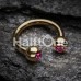 Gold Plated Gem Ball Horseshoe Circular Barbell