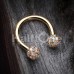 Golden Full Dome Pave Ball Horseshoe Circular Barbell