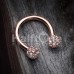 Rose Gold Full Dome Pave Ball Horseshoe Circular Barbell