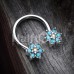 Turquoise Spring Flower Sparkle Horseshoe Circular Barbell