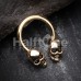 Golden Skull Head Horseshoe Circular Barbell