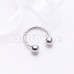 Front Facing Multi Gem Steel Horseshoe Circular Barbell