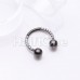 Blackline Front Facing Multi Gem Steel Horseshoe Circular Barbell