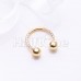 Golden Front Facing Multi Gem Steel Horseshoe Circular Barbell