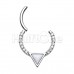 Opal Trilliant Cut Gemmed Steel Seamless Hinged Clicker Ring Opal Trilliant Cut Gemmed Steel Seamless Hinged Clicker Ring