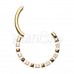 Golden Gemmed Pyramid Front Stamped Steel Seamless Hinged Clicker Ring