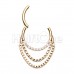 Golden Chained Front Facing Multi Gem Steel Seamless Hinged Clicker Ring