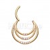 Golden Triple Row Front Facing Multi Gem Steel Seamless Hinged Clicker Ring Golden Triple Row Front Facing Multi Gem Steel Seamless Hinged Clicker Ring