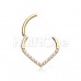 Golden Victorian Teardrop Multi Gems Steel Seamless Hinged Clicker Ring