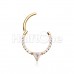Golden Trilliant Cut Gemmed Steel Seamless Hinged Clicker Ring
