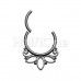 Black Lotus Outline Steel Seamless Hinged Clicker Ring
