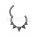 Black Faceted Triangle Pyramid Stud Steel Seamless Hinged Clicker Ring