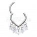 Teardrop 5 CZ Star Dangle Steel Seamless Hinged Clicker Ring