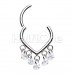 Teardrop 5 CZ Heart Dangle Steel Seamless Hinged Clicker Ring Teardrop 5 CZ Heart Dangle Steel Seamless Hinged Clicker Ring
