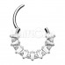 CZ Baguette Pointed Gem Steel Seamless Hinged Clicker Ring