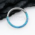 Front Facing Opal Inlay Steel Seamless Hinged Clicker Ring