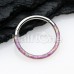 Front Facing Opal Inlay Steel Seamless Hinged Clicker Ring