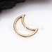 Golden Moon Shape Steel Seamless Hinged Clicker Ring